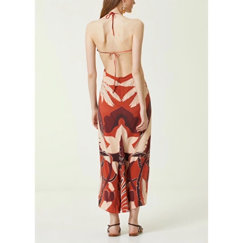 Johanna Ortiz Midi Silk Halter Agustina Paradise City Cut-Out Dress - Picture 5 of 7